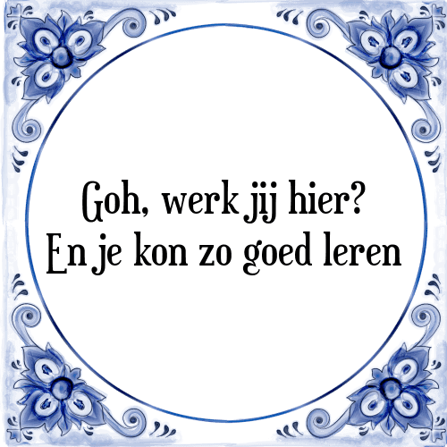 Goh, werk jij hier? En je kon zo goed leren - Tegeltje met Spreuk