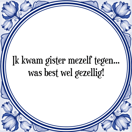 Ik kwam gister mezelf tegen... was best wel gezellig! - Tegeltje met Spreuk