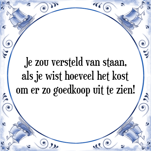 Je zou versteld van staan, als je wist hoeveel het kost om er zo goedkoop uit te zien! - Tegeltje met Spreuk