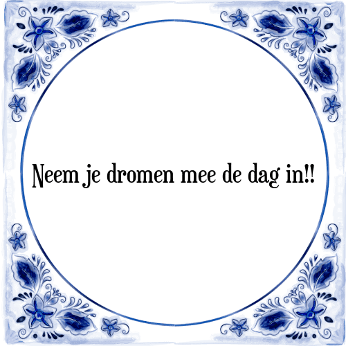 Neem je dromen mee de dag in!! - Tegeltje met Spreuk