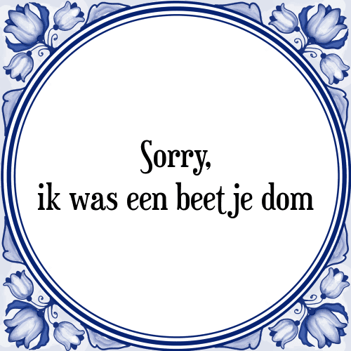 Sorry, ik was een beetje dom - Tegeltje met Spreuk